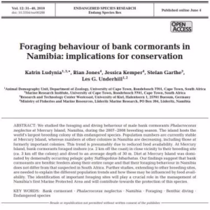 Foraging behaviour of Bank Cormorants in Namibia: implications for conservation